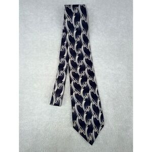 Meeting Street Mens Silk Necktie Black Grey Silver Geometric‎ Abstract Pattern
